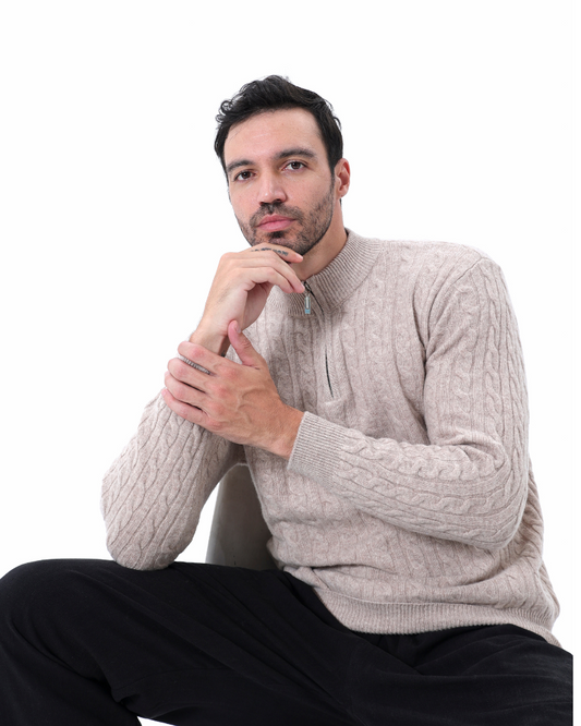 Fashion Date Cashmere Woven Half Zip