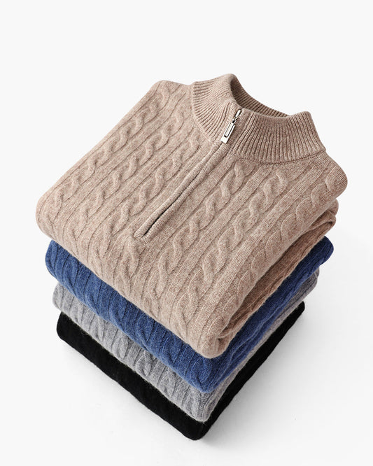 Fashion Date Cashmere Woven Half Zip